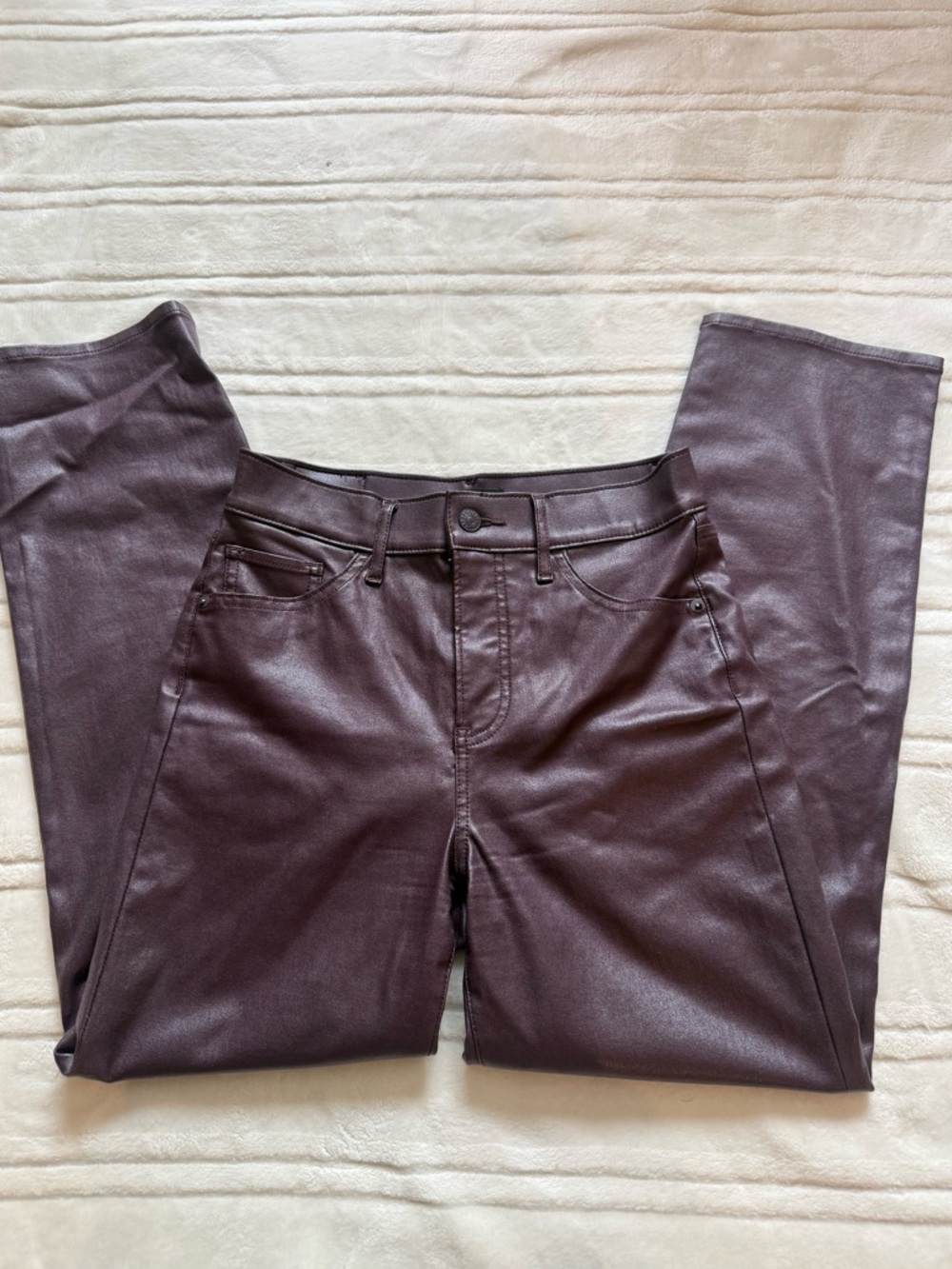 NWOT Express purple burgundy Faux Leather High-Rise straight Pants in Deep Plum